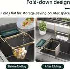 Kitchen Food Waste Filter Basket with 50Pcs Mesh Bag Collapsible Residue Filter Screen Holder Square Bracket Corner Hanging Drain Rack Sink Strainer Green 2pcs