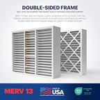 BNX TruFilter 20x20x5 (19.88’’ x 19.88’’ x 4.38‘’ Honeywell Compatible 4”) MERV 13 Air Filter (2-Pack) - MADE IN USA - HVAC AC Furnace Filters Health, Allergies, Mold, Bacteria, Smoke, MPR 1900 FPR 10