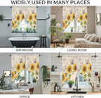 Yellow Sunflowers Swag Valances for Windows, Country Farm Butterfly Flower Light Beige Rod Pocket Kitchen Curtains Valance, Kitchen Window Curtains Swag for Cafe Living Room, 2 Panels, 36x63 inch