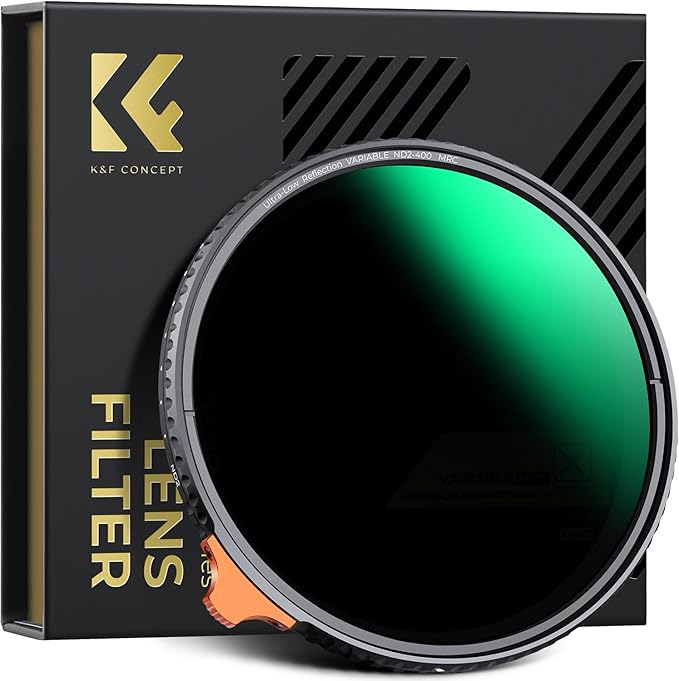K&F CONCEPT 58mm Ultra-Low Reflectivity Putter Variable ND Filter ND2-ND400 (1-9 Stops) 28 Multi-Layer Coatings AGC Glass Adjustable Neutral Density Camera Lens Filter (Nano-X Series)