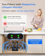 Waterdrop DLG-L Under Sink Water Filter, Reduces Chlorine Lead Chloramine Bad Taste, 2 Stage Under Sink Water Filtration System with Separate Faucet, Life Indicator, Innovative Dual Filtered Flows