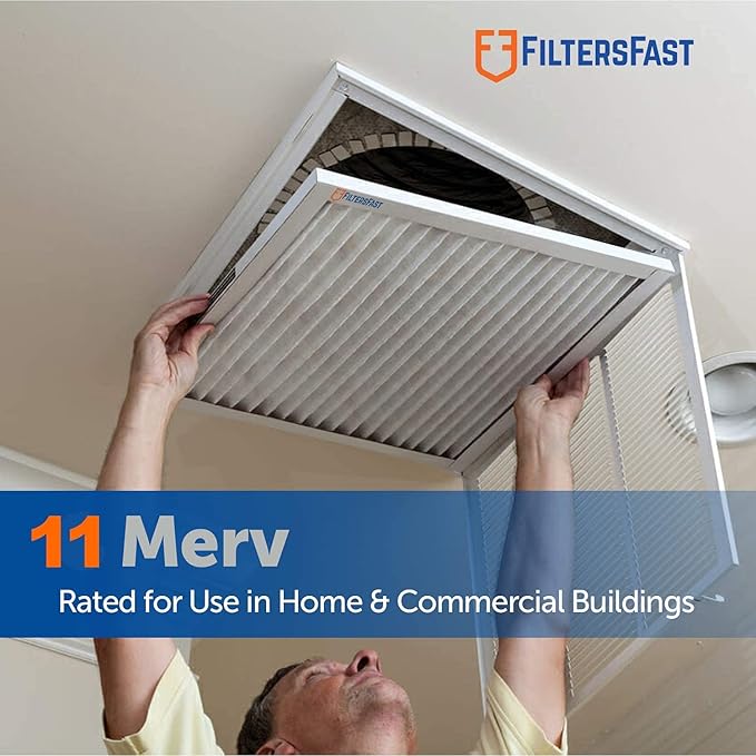 Filters Fast 10x25x1 Air Filter MERV 11, 1" AC Furnace Air Filters, Made in the USA, Actual Size: 9.75" x 24.75" x 0.75", 6 Pack