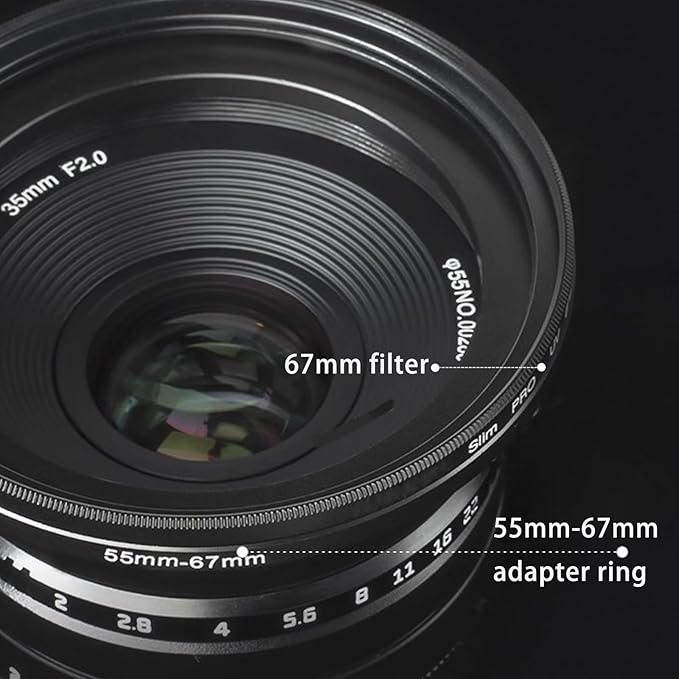 72mm Lens to 62mm Camera Lens Adapter 72mm to 62mm Step Down Ring Adapter Ring for All Brands of UV ND CPL, with Premium Lens Wiping Cloth 2 Pack (72mm-62mm)
