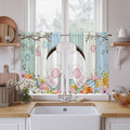 Easter Kitchen Curtains 54 Inch Long 2 Panel Set,Rod Pocket Window Curtains Panels,Spring Watercolor Bunny Eggs Wood Grain Teal Blue Light Filtering Drapery Draperies for Bathroom Bedroom 52"W x 54"L