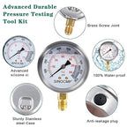 SINOCMP Hydraulic Pressure Test Kit, 3 Pressure Gauges 25Mpa/40Mpa/60Mpa 6 Test Couplings 3 Test Hoses 1 Storage Case Diagnosis Tester Gauge Set for Excavator Construction Machinery Upgraded Version
