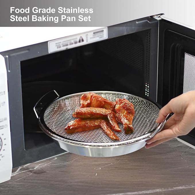 Oil Filter Tray, Stainless Steel Kitchen Oil Filter Tray with Mesh Filter Basket Colanders with Handle Air Fryer Accessories for Frying Cooking (8.66 in)