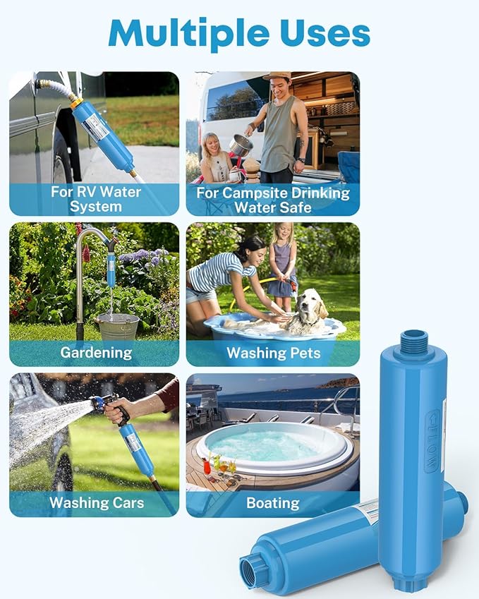 Kohree RV Water Filter, NSF Certified, Inline Water Filter Reduces Chlorine, Bad Taste, Odor, RV Accessories Ideal for Campers, Marine, Garden Hose, Boats, Trailer Motorhome, 2 Pack