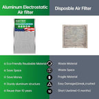 20x25x1 Air Filter Electrostatic Filter Reusable Washable HVAC AC Furnace Filter,MERV 8,Lasts a Lifetime, Healthier Home or Office(Actual Size:19.75x24.65x0.8 Inch)