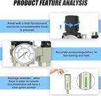 1/2" NPT Heavy Duty Industrial Grade 3 Stage Air Drying System, Auto Drain, Coalescing Filter, Particulate Filter, Desiccant Dryer and Air Regulator For Plasma Cutter and Paint Spray