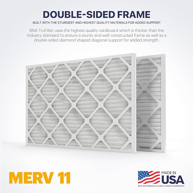 BNX TruFilter 12x30x1 Air Filter MERV 11 (4-Pack) - MADE IN USA - Allergen Defense Electrostatic Pleated Air Conditioner HVAC AC Furnace Filters for Allergies, Dust, Pet, Smoke, Allergy MPR 1200 FPR 7