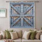 Farmhouse Wood Grain Living Room Curtains 84 Inch Length, Window Curtains Tab Top, Vintage Country Barn Gate Textured Light Filtering Window Treatments Drapes 42"x84" 2 Panel