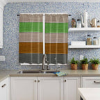 Farm Gray Green Brown Wood Grain Window Valance Curtains, Rustic Wooden Plank Light Filtering Kitchen Valance with 3-inch Rod Pocket for Living Room Bathroom Bedroom,2 Panel,42x63In