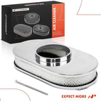 A-Premium Universal Air Cleaner Filter Assembly - Compatible with 15" x 2", Oval Chrome Polished Half Finned Air Cleaner