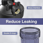 SimPure Whole House Water Filter System, 2 Stages Clear Home Water Pre-Filtration with Carbon and Sediment Filters, Reduce Odor, Chlorine, Taste, Iron, 1" NPT Brass Port, BPA Free(DB10C-2)