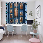 2 Panel Kitchen Cafe Curtains, Desert Camels Sunlight Filtering Nature Air Through, Home Decor Window Covering Tier Curtains for Living Room 104W x 63L inch Wildlife Brown Animals Blue Geometric