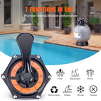 VEVOR 22 Inch Sand Filter, Up to 55 GPM Flow Rate, Above Inground Swimming Pool Sand System with 7-Way Multi-Port Valve, Filter, Backwash, Rinse, Recirculate, Waste, Winter, Closed Functions, Grey