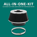 AUTOKAY Universal Clamp-On Air Filter Round Reverse Tapered Washable Filter 3 in/3.5 in/4 in Flange ID, 2.625 in (67 mm) Height, 6 in (152 mm) Base, 4.75 in Top, SPE-8161, Black