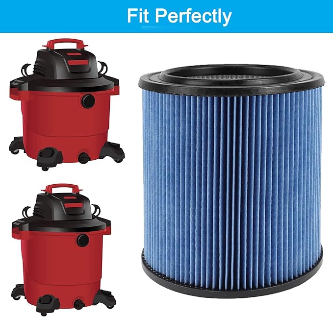 MZY LLC 2 Pack 17907 Cartridge Filter for Craftsman Shop Vacs 5 to 20 Gallon, 3-Layer Pleated 9-17907 Wet/Dry Fine Dust Filter
