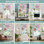 Tie Up Curtains,Happy Easter Rabbit Butt Egg on Daisy Leaf Adjustable Rod Pocket Window Shade Curtain Drape Bufferfly on Wood Barn Tie-Up Valance for Kitchen Bedroom Living Room Windows,52"x45"