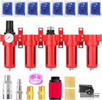 3/8" NPT Industrial Grade 5 Stage Aluminum Air Drying System,Double Coalescing Filter,Particulate Filter,Double Desiccant Dryer and Air Regulator,Manual Drain For Plasma Cutter and Paint Spray