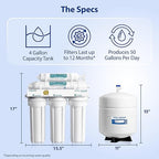 APEC Water Systems ROES-50 Essence Series Top Tier 5-Stage WQA Certified Ultra Safe Reverse Osmosis Drinking Water Filter System with Extra High Capacity Pre-Filter Set Stage 1-3