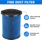 VF5000 Replacement Vacuum Filter 3 Layer Pleated with High Efficiency Particle Air Filter Material Compatible with Rigid Shop Vac 6-20 Gallon Wet Dry Vacuums (2 Packs)