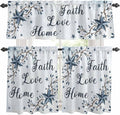 Texas Star Country Kitchen Curtains Set 3 Piece for Windows, Rod Pocket Valance and Tier Set 36 Inch Length, Blue Farmhouse Branches Light Filtering Cafe Curtains for Living Room Bathroom