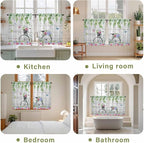 Spring Kitchen Curtains, Bicycles Botanical Rose Leaves Butterfly Wood Grain Light Filtering Window Curtain Panels, 2Pcs Rod Pocket Window Treatments Set for Study Room Bathroom Bedroom 52x54 Inches
