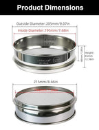 All 304 Stainless Steel 20 Mesh Test Sieve (0.9mmAperture), 8 Inch/20cm Diameter, Lab Sifter & Sand Screen, Industrial Wire Cloth Strainer for Seeds, Coarse Sand & Particle Separation
