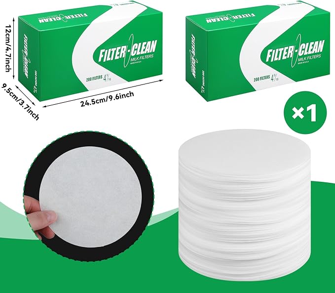 200 Pack Milk Filter Discs Quick Flow Non-gauze Small 4-9/16" Od Replacement Filters Disks for Raw Milk Strainer 200 Discs Per Box