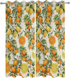 Lemons Yellow Orange Summer Plant Linen Outdoor Curtains for Patio Waterproof Outside Curtains with Grommet Top Weatherproof Curtain for Cabana Pergola Gazebo, 2 Pack, 54" W x 95" L