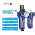 NANPU 3/8" NPT Compressed Air Filter Regulator Lubricator (FRL), Zinc Alloy, 5 Micron Brass Element, 0-150 psi Gauge, Quick Release Bowl, Manual Drain, Metal Bracket