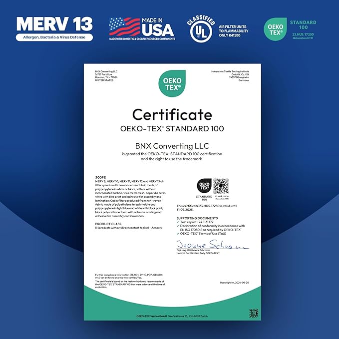 BNX TruFilter 20x22x1 Air Filter MERV 13 (12-Pack) - MADE IN USA - Electrostatic Pleated Air Conditioner HVAC AC Furnace Filters for Allergies, Pollen, Mold, Bacteria, Smoke, Allergen, MPR 1900 FPR 10
