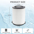 VF4000 Standard Wet/Dry Vac Filter Compatible with Ridgid Shop Vac Filters 5-20 Gal & 6-9 Gal Husky Vacuum - 1 Pack