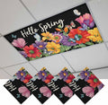 Fluorescent Light Covers for Ceiling Lights Hello Spring Magnetic Light Filters 4 Pack 4x2 ft Butterfly Colorful Spring Floral Ceiling Lights Cover for Classroom Office School Home Drop Lamp Decor