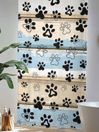 Sheer Curtains 84 Inches Long, Blue Dog Paw Print Semi Sheer Curtains Light Filtering Window Treatment, Vintage Farmhouse Rustic Wooden Grain Privacy Voile Drapes for Living Room Bedroom 52x84 Inch