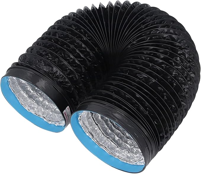 Generic 6.56ft PVC Aluminum Foil Dryer Vent Hose for Effective Airflow in Greenhouses, Grow Rooms, 7" Flexible Insulated Air Ducting