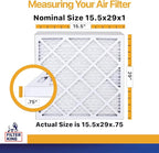 Filter King 15.5x29x1 Air Filter | 6-PACK | MERV 13 | HVAC Pleated AC Furnace Filters | MADE IN USA | Actual Size: 15.5 x 29 x .75"