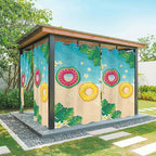 Summer Outdoor Curtains for Patio Plumeria Swimming Circles Ocean Beach Waterproof Outside Curtains with Grommet Top Weatherproof Curtain for Cabana Pergola Gazebo, 1 Panel, 54" W x 84" L