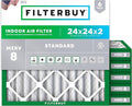 Filterbuy 24x24x2 Air Filter MERV 8 Essential Dust & Allergy Defense (6-Pack), Electrostatic Pleated HVAC AC Furnace Filters Replacement, Made in USA (Actual Size: 23.38 x 23.38 x 1.75)