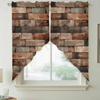 Western Barn Door Swag Valances for Windows, Vintage Farmhouses Wooden Door Brown Rod Pocket Kitchen Curtains Valance, Kitchen Window Curtains Swag for Cafe Bathroom Living Room, 2 Panels, 36x45 inch