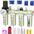 Industrial Grade 4-Stage Air Drying System, 3/4" Npt With Manual Drain, Desiccant Dryer, Air Regulator, Particulate Filter and Coalescing Filter For Paint Spray, Plasma Cutter