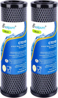 EXCELPURE 1 Micron 10" x 2.5" Whole House CTO Carbon Water Filter Cartridge Replacement for Home Countertop System, Dupont WFPFC8002, WFPFC9001, FXWTC, SCWH-5, WHEF-WHWC, WHCF-WHWC, CTO10, T01, 2PACK