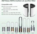 360 Combi Glass HEPA + Carbon Filter Replacement for Dyson HP1 TP09 TP07 TP06 TP04 TP10 TP7A HP04 HP06 HP07 HP09 HP10 HP4A HP7A PH01 PH02 PH03 PH04 PH3A DP04 PC1 Air Purifier, 1 Pack, Black