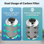 iPower 6" Air Carbon Filter for Inline Duct Fan, Intake and Exhaust Fans, with Premium Australia Virgin Charcoal, Silver