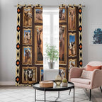2 Panel Kitchen Cafe Curtains, Wildlife Camels Sunlight Filtering Nature Air Through, Home Decor Window Covering Tier Curtains for Living Room 80W x 84L inch Deserts Animals Brown Geometric Rustic