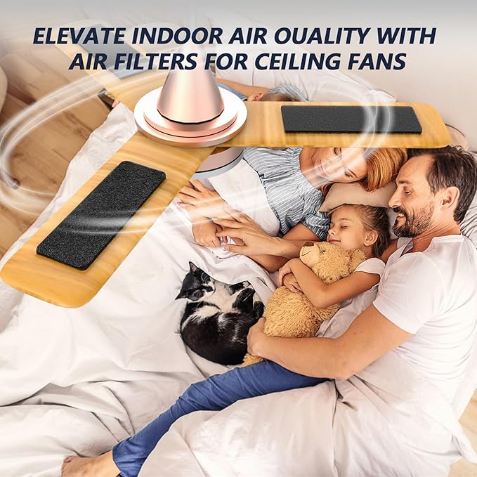 Ceiling Fan Filters for Blades, 5Pcs Activated Coconut Shell Carbon Ceiling Fan Air Purifier Pads, Easily Sticks Unscented Air Filters for Common Household Contaminants