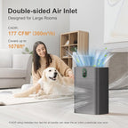 MORENTO Air Purifier for home Large Rooms up to 1076 ft2, Wi-Fi and Alexa compatible, PM2.5 Air Quality Display, Auto Mode, HEPA Filter Removes Dust, Pollen, Smoke 1 Pack +2 Pack Filters(Gray)