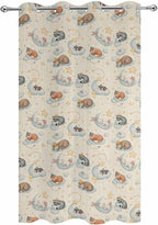 Cartoon Animals Outdoor Curtains for Patio Raccoons Rabbits Moon Linen Texture Waterproof Outside Curtains with Grommet Top Weatherproof Curtain for Cabana Pergola Gazebo, 1 Panel, 54" W x 95" L