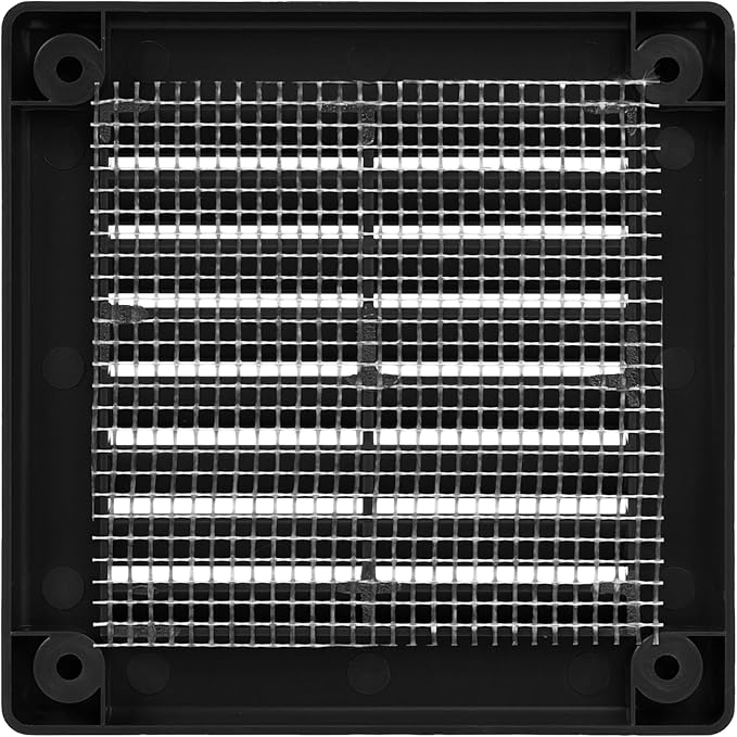 Vent Systems 4'' x 4'' Inch Black Soffit Vent Cover - Pack of 100 - Flat Square Air Vent Louver - Grille Cover - Built-in Insect Screen - HVAC Vents for Bathroom, Home Office, Kitchen 4x4 Inch